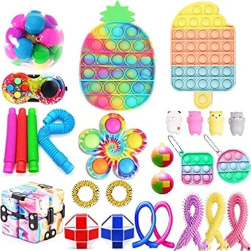 24 Pack Fidget Sensory Toy Set Stress Relief Toys Autism Anxiety Relief Stress Pop Bubble Fidget Sensory Toy For Kids Adults