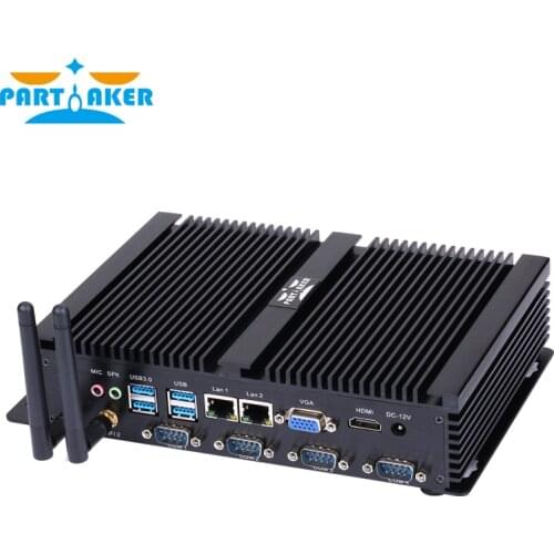 Partaker I2 Intel Core i5 3317u Industrial PC 1007u Fanless Mini PC Windows 10 TV Box HDMI 4 RS232 Dual NIC 2 LAN 8 USB WiFi