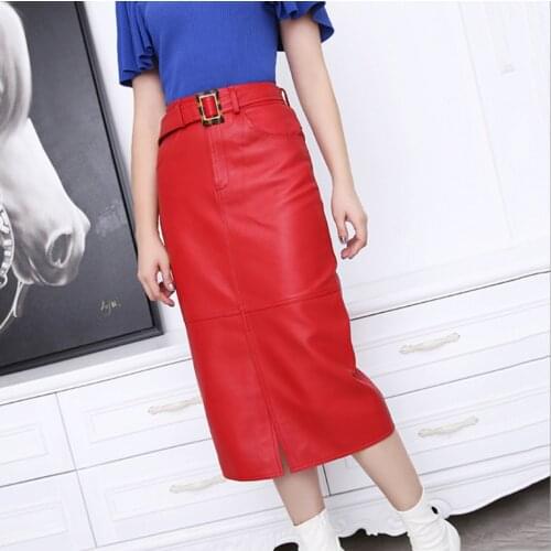 Factory direct sale 2020 new style women genuine leather skirt mid waist ,womens moden skirt
