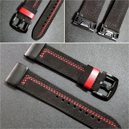 26mm 22mm Leather Strap For Garmin Fenix 6X Pro GPS/5X Plus/TACTIX DELTA/instinct Watchband for Fenix 6 Band Quick Fit Adapter