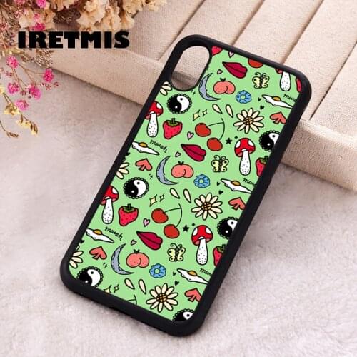 Iretmis 5 5S SE 2020 Phone Cover Case for iPhone 6 6S 7 8 Plus X Xs XR 11 12 Mini Pro Max Rubber Silicone Mushroom Doodles
