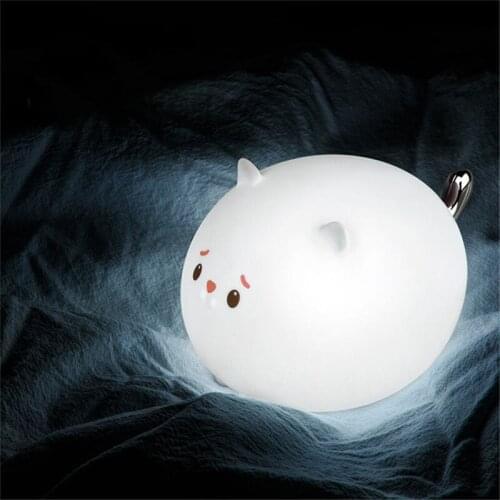 Cute Cat Silicone Night Light For Kids Pat Lamp Desktop Version USB Rechargeable Table Lamp Bedroom Night Light