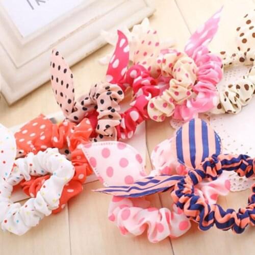 Random color Korean rabbit ear hair band head rope band wave bow accessories hair ear point rabbit hair