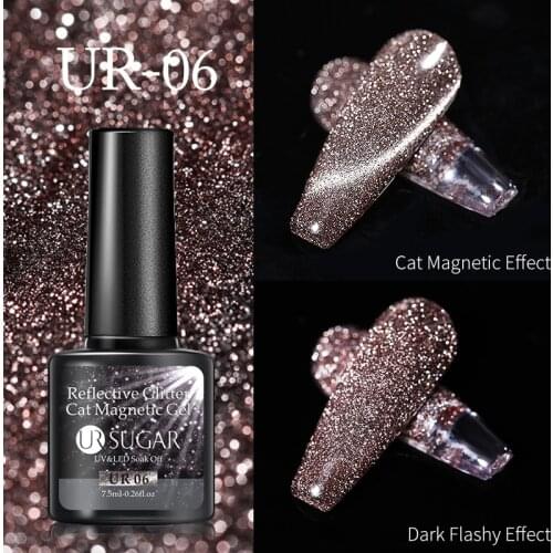 UR SUGAR 7.5ml Disco Reflective Cat Magnetic Gel Nail Polish Auroras Laser Glitter Sequins Soak Off UV Nails Art Gel