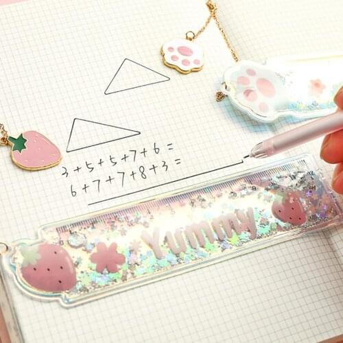 Paw Rabbit Bowtie Bookmark Drawing Quicksand Ruler Students School Stationery Quicksand Stationery Folding Ruler