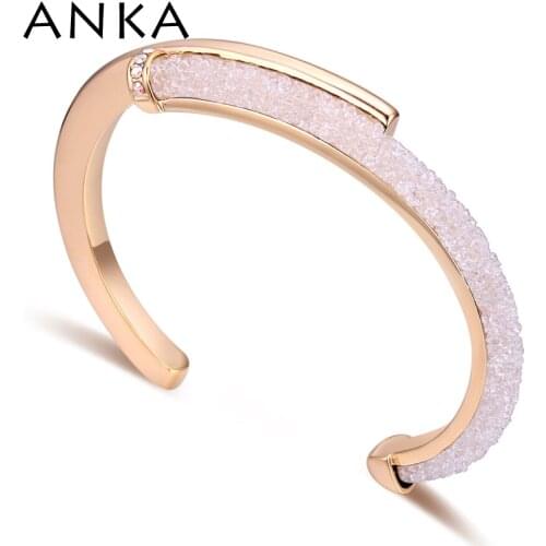 ANKA Brand Trendy Round Cuff Bracelet Crystal Mesh Dust Bangles For Women Luxury Wedding Party Jewelry #131062