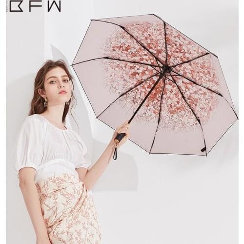 Light Small Automatic Umbrella Folding Sakura Women Sun Rain UV Protection Umbrella Windproof Travel Flower Simple Fashion U5B