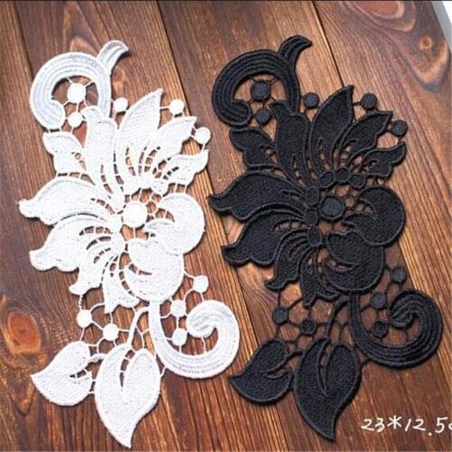 10Pieces 2Colors 23X 12.5CM Dess Floral Embroidery Sewing Patches Lace Applique Flower Trims DIY Craft BD0043