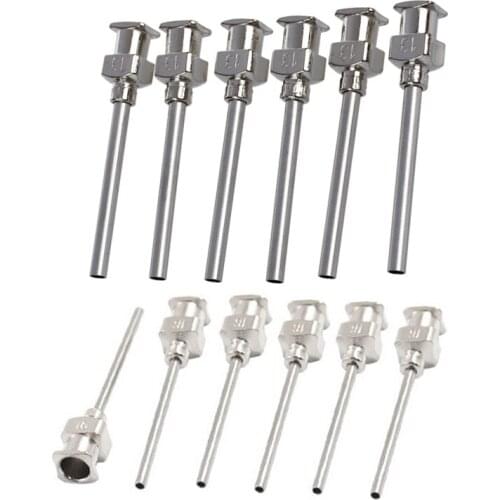 12pcs Stainless Steel Luer Lock Industrial Liquid Dispensing Needle Tip, 1 inch Length - 6pcs 13 Gauge, 1.81mm ID x 2.26mm OD