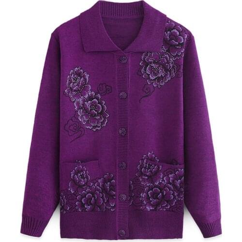 2019 Womens Cardigan Knitted Sweater Long Sleeve Casual Flower Coat Female Cardigan With Buttons Sweater Women Cardigans R522