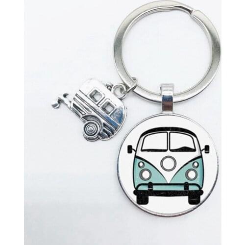 2020 New Retro Peace Sign Bus Keychain High Quality Car Keychain Fashion Men and Women Keychain