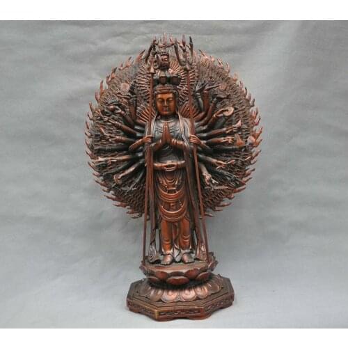 22''China Tibetan Thousand Hands Guanyin Kwan-yin Bodhisattva Bronze Statue