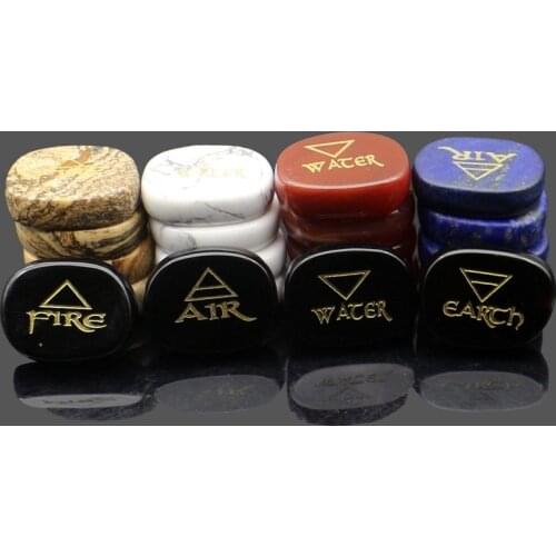 4pcs Natural Semi-precious Stone 20*25mm Carving Four Elements Reiki Pendant Women Jewelry Making DIY Charm Necklace Accessories