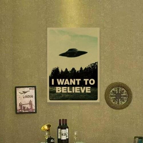 51.5X36cm Vintage Classic Movie The Poster I Want To Believe Poster Bar Home Decor Kraft Paper Painting Wall Sticker