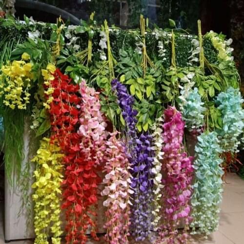 7 Colors Elegant Artificial Silk Wisteria Flower Vine Rattan For Home Garden Party Wedding Decoration 75cm and 110cm Available