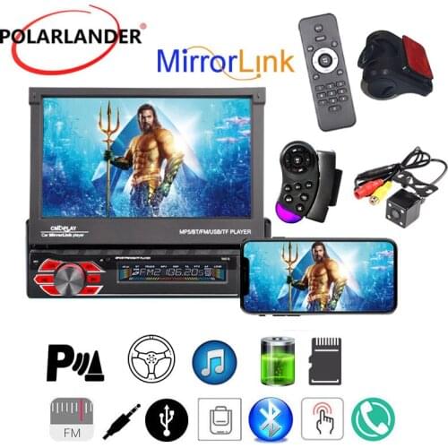 1 Din MP5 TF FM SD Cyclic Recording Car Radio RMVB AVI Night Vision Mirror Link Microphone Bluetooth USB 11 Languages FLAC WMA