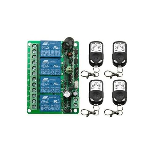 DC12V 4CH 10A Radio Controller RF Wireless Push Remote Control Switch teleswitch Transmitter +Receiver Garage Door/window /lamp