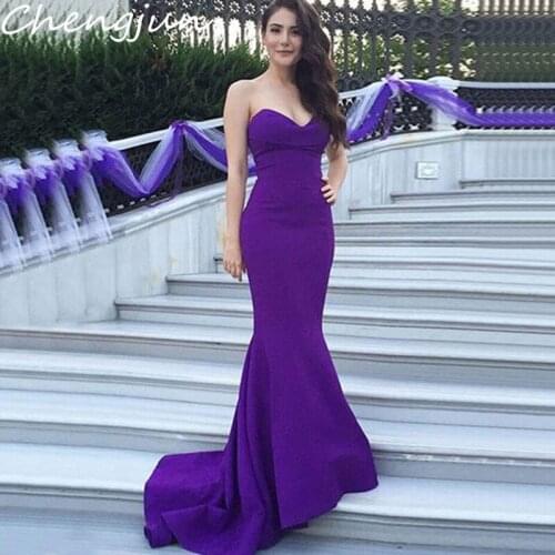 Chengjun Classic Simple Sexy Cheap Sweetheart Mermaid Long Purple Prom Dresses