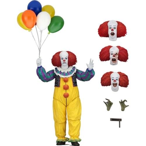 1990 The Movie IT Pennywise Joker Clown Old Edition Action Figure Toys Dolls For Halloween Decoration Horror Gift