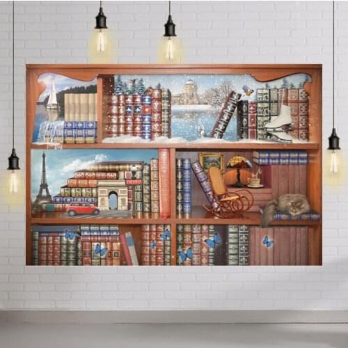 Photography Backdrop Magical World Books Eiffel Tower Cat Butterfly Background Photo Studio New Camera Fotografica