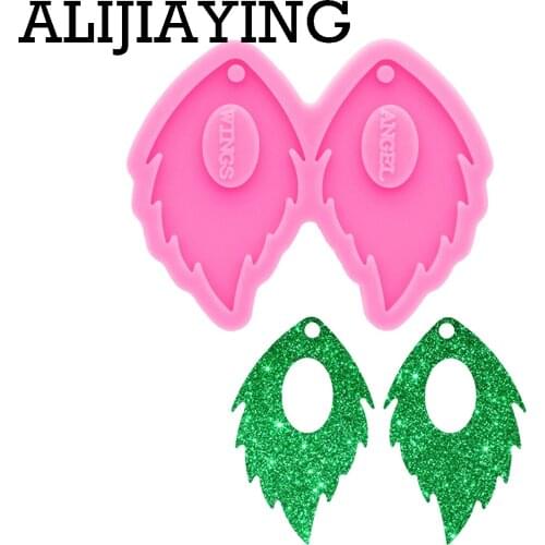 DY0732 Glossy Feather Earrings Silicone Mold Circle Resin Pendant Mould for Epoxy Jewelry Making DIY Crafts