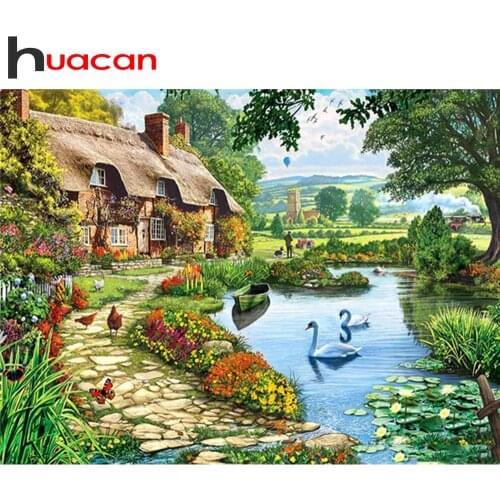 Huacan Diamond Embroidery Sale Landcape 5d Diamond Painting House Mosaic Farmhouse Decor New Arrival