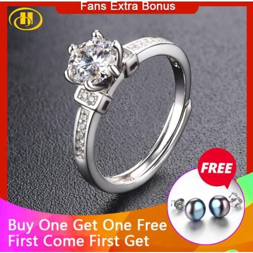 Hutang Solid 925 Sterling Silver RIng 1 Carat Moissanite Rings Only Love Fine Jewelry for Women Romantic Style Engagement Gift