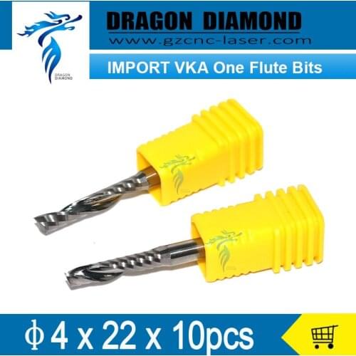 10pcs/set 4mm*22mm one flute spiral end millings Imported Germany one flute bits CNC Router Bit