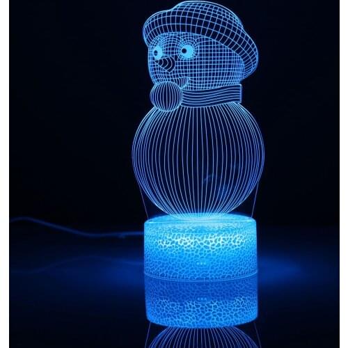 Creative 3DLED night light burst crack base novel illusion 3D phantom snowman Santa Claus shape home decoration lamp