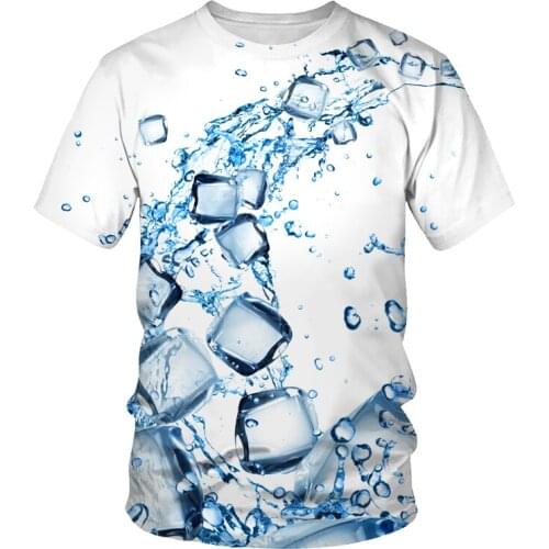 2021 summer fashion new water ice cube 3D printing mens short-sleeved trend casual T-shirt apparel