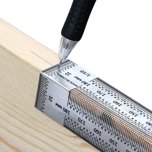 Precision Marking Rulers 7 Inch 180mm Woodworking Line Edge Ruler Stainless Steel Right Angle Sciber Metric Measuring Tool
