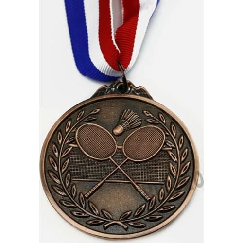 1Pcs Dia 65MM Badminton Copper Medal Badminton Club Awards Sports Medal Battledore Design