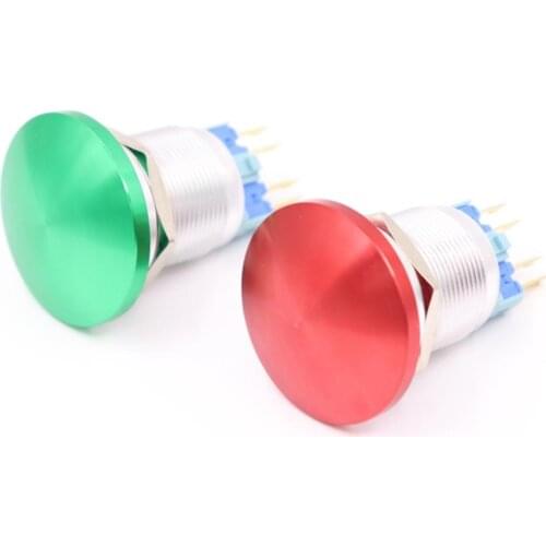 22mm Metal Aluminum Switch Push Button Mushroom Emergency Stop Push Button Waterproof Switch momentary 1NO 1NC 22MG/L.F.C