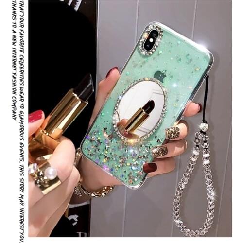 Fashion Bling Diamond Make Up Mirror Crystal Glitter Case Cover For Samsung Galaxy Note 20 10 9 8 S21 S20 Ultra S10/9/8 Plus