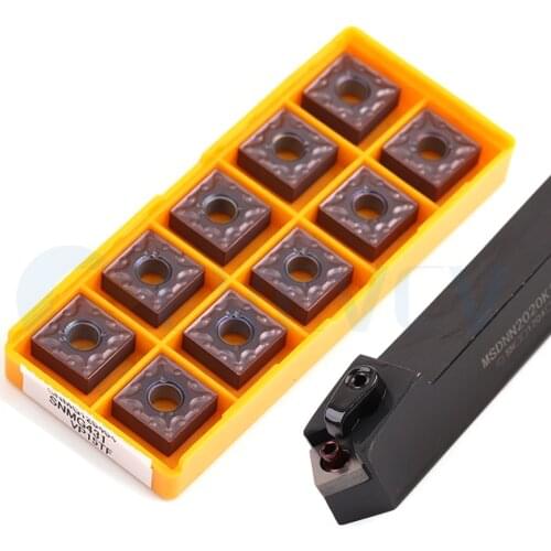 MSDNN1616H12 MSDNN2020K MSDNN2525M CNC External Turning Tool Holder +10Pcs SNMG Lathe Carbide Blade Tools High hardness Seismic