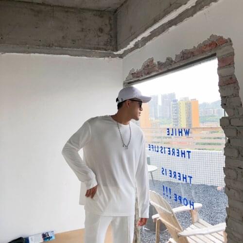 New HOT High Quality White Cotton Long Sleeve Multi-Color Basic Bottoming T-Shirt Trend Leisure Sports