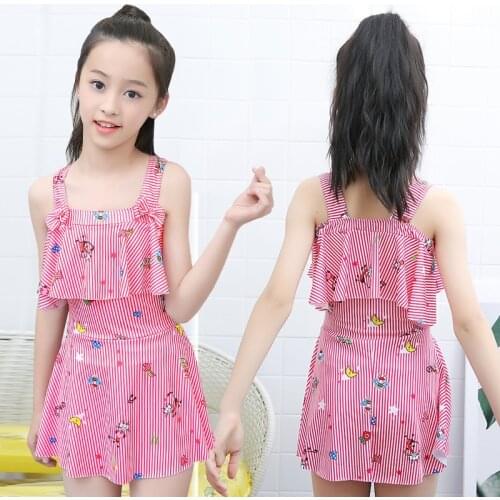 2021New Girls Stripe Swimsuit One-pieces Swimwear Kids sleeveless Summer Beachwear Child Bathing Suit Childrens Dress Swimsuit