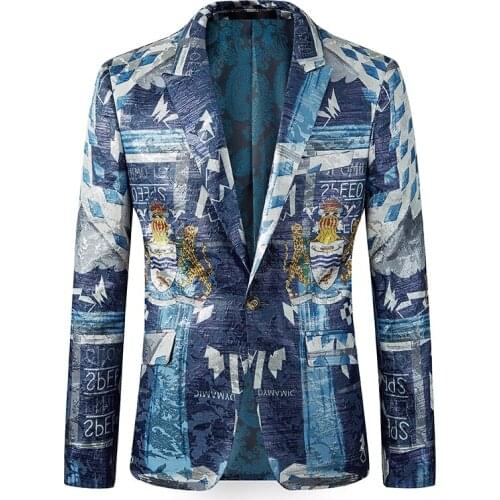 2021 Autumn New High-end Boutique British Style Slim Casual Mens Blazer Trend Fashion Printed Homme Jacket Mens suit Blazer