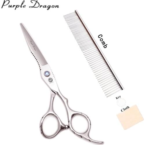Pet Grooming Scissors 6" JP Stainless Purple Dragon Silver Dog Shears Cutting Scissors Thinning Shears Pet Grooming Glove Z1011