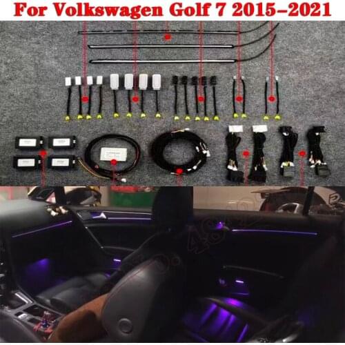 Ambient Light Set For Volkswagen Golf 7 2015-2021 Button Control Decorative LED 10/30 colors Atmosphere Lamp illuminated Strip