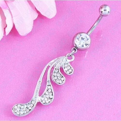 Semi wings shall navel belly ring body piercing jewelry navel bar Nickel-free14G 316L surgical steel