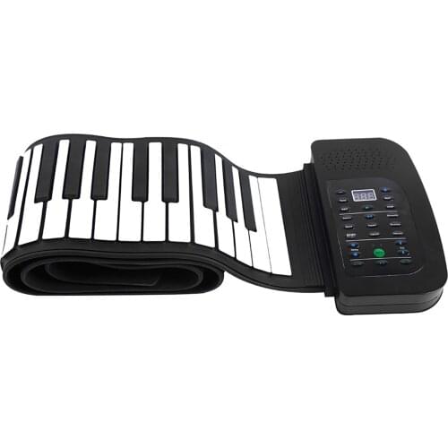 Portable 88 Keys A1-C9 Silicone Flexible Roll Up Piano Foldable Keyboard Hand-rolling Piano with Battery Sustain Pedal