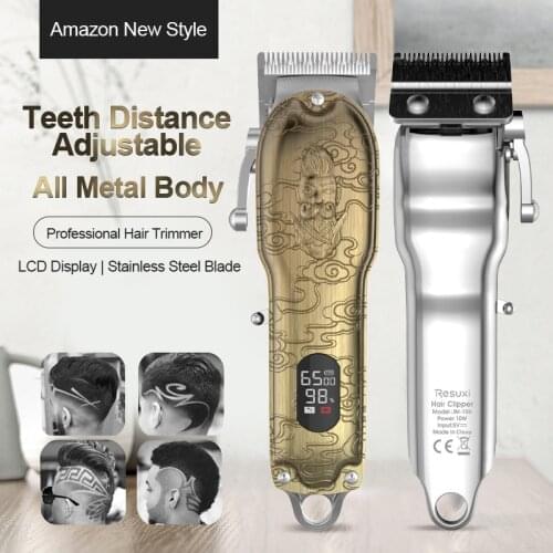 RESUXI A-JM106 new all metal Cordless clipper 2500 mah 5 hours salon use hair cutting trimmer professional gold barber men hair