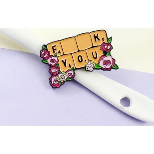 Romantic Love Sweet Inlay Rose Red Flower Border Number Letters Keyboard Lace Trimmings Brooches For Woman Girls Love Gifts