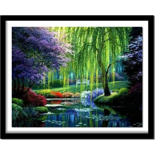 Needlework Handicraft Willows Diy Diamond Painting Landscape Diamond Embroidery Color Scenery Square Drill Home Decor Picture