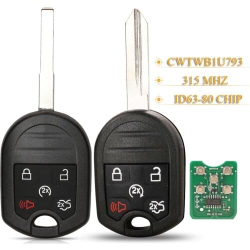 Kutery 5 Buttons Smart Remote Car Key Fob 315Mhz 4D63-80Bit For Ford Expedition Explorer Taurus Flex FCCid: CWTWB1U793