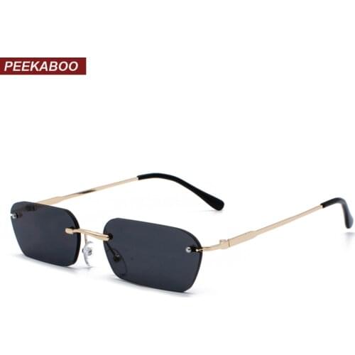 Peekaboo rimless rectangle sunglasses women clear color 2019 summer accessories square sun glasses for men small size uv400