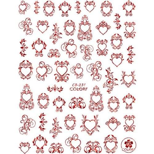 SUPER THIN SELF ADHESIVE 3D NAIL ART NAIL SLIDER STICKER GOLD SILVER BLACK WHITE VINTAGE ORNAMENTS HEARTS LINE CB227-231