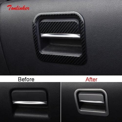 Tonlinker Interior Car Gloves Box Handle Cover Stickers For FAW BESTUNE T77 2020-21 Car Styling 2 PCS Metal Cover Stickers