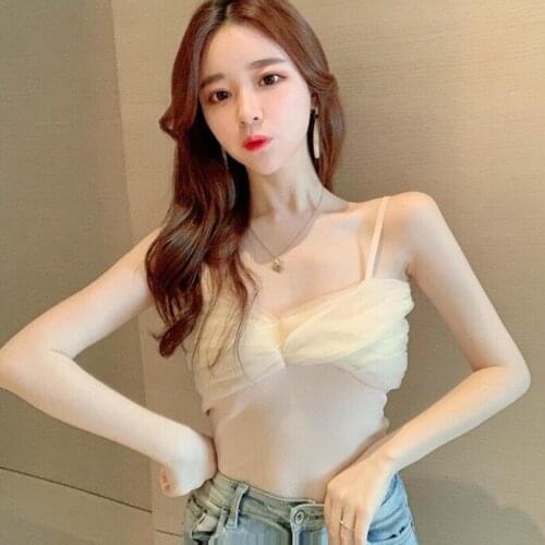 Crop Top Women Sleeveless Solid Mesh V Neck Summer Ladies Tank Tops Festival Top Mujer 2021